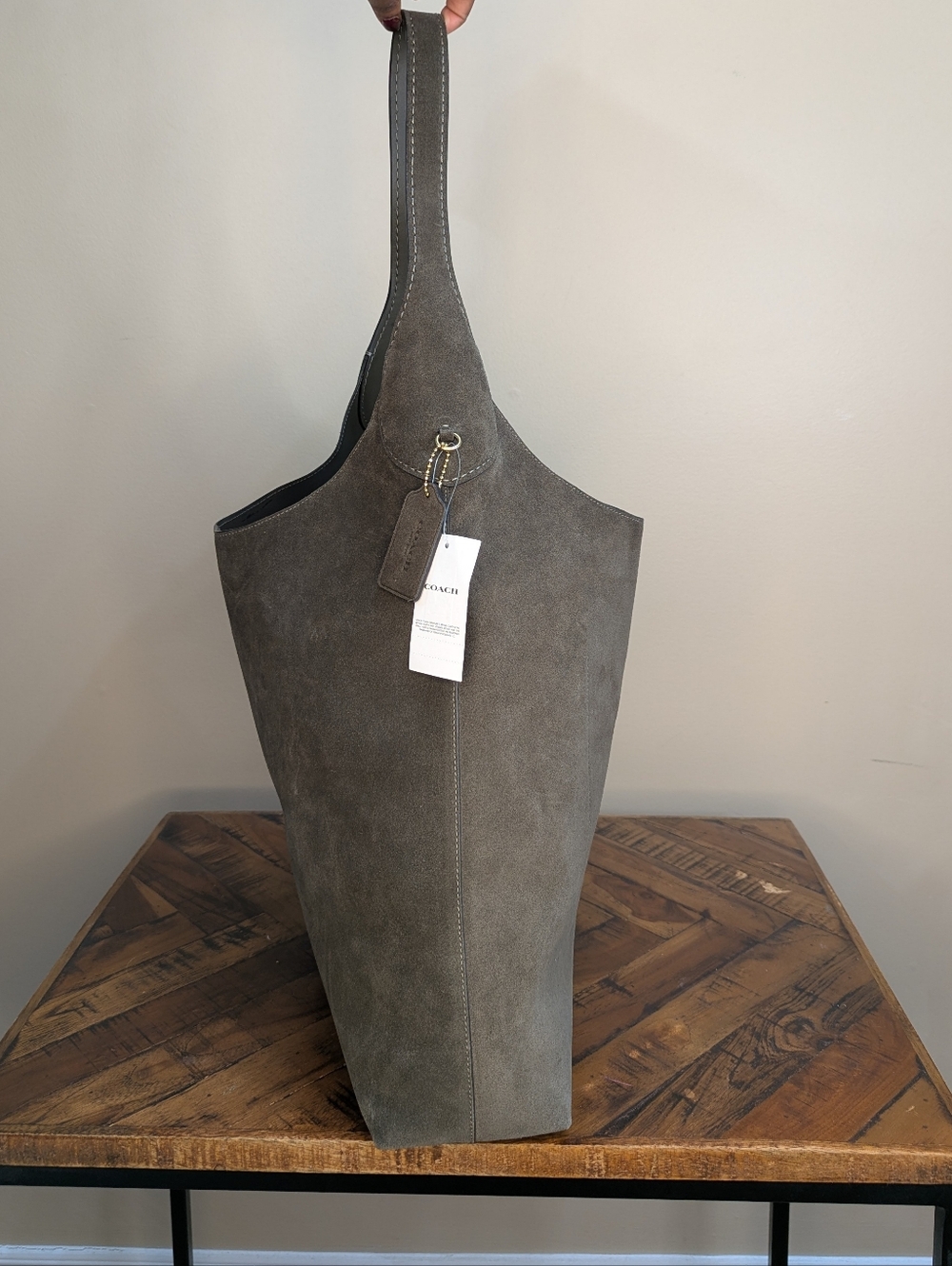 COACH Olive Suede Brooklyn Shoulder Bag - Picture 3 of 4